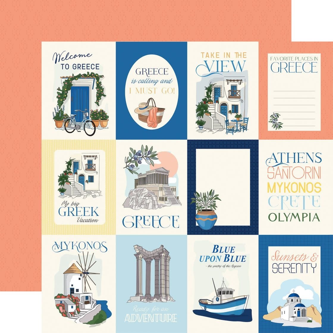 CARTA BELLA CARTA BELLA GREECE 3x4 JOURNALING CARDS 12x12 CARDSTOCK