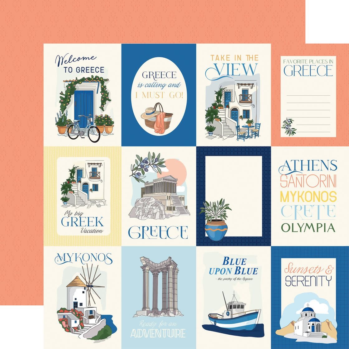 CARTA BELLA CARTA BELLA GREECE 3x4 JOURNALING CARDS 12x12 CARDSTOCK