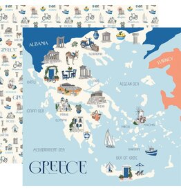 CARTA BELLA CARTA BELLA GREECE MAP 12x12 CARDSTOCK