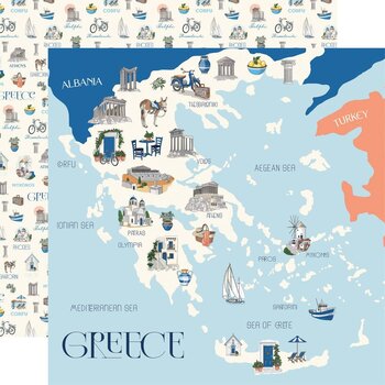 CARTA BELLA CARTA BELLA GREECE MAP 12x12 CARDSTOCK