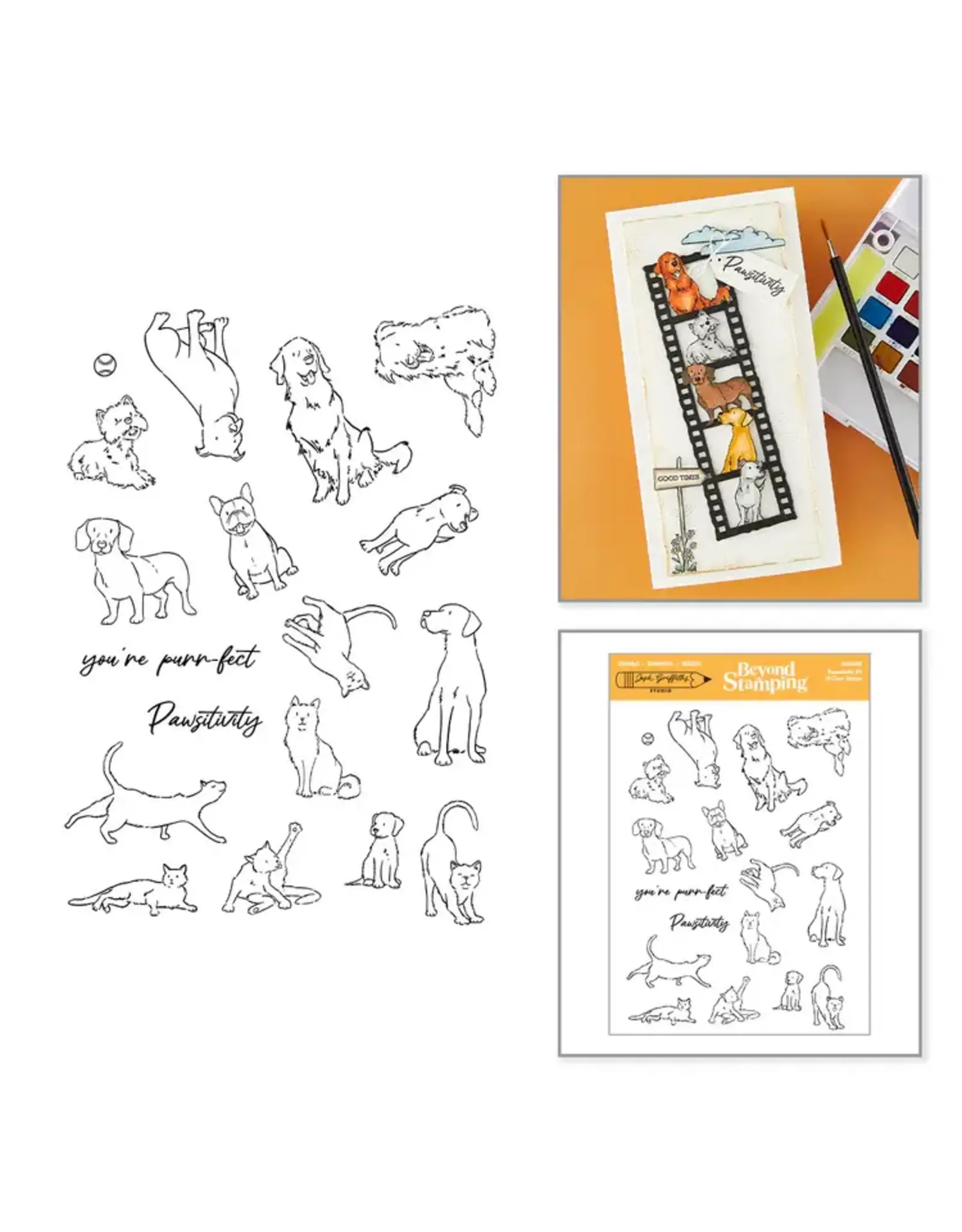 SPELLBINDERS SPELLBINDERS JOSH GRIFFITHS STUDIO BEYOND STAMPING PAWSITIVITY #1 CLEAR STAMP SET
