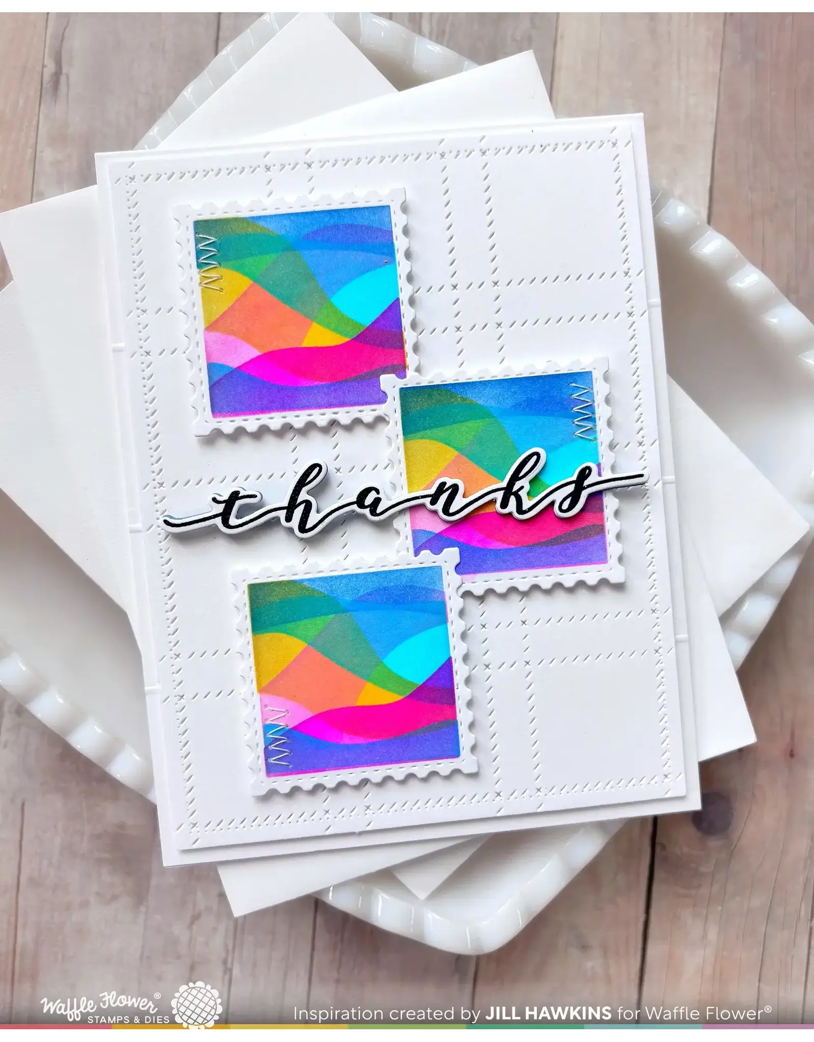 WAFFLE FLOWER WAFFLE FLOWER SQUARE POSTAGE WAVE STENCIL