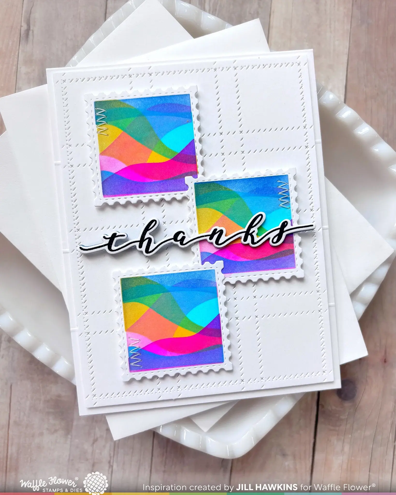 WAFFLE FLOWER WAFFLE FLOWER SQUARE POSTAGE WAVE STENCIL