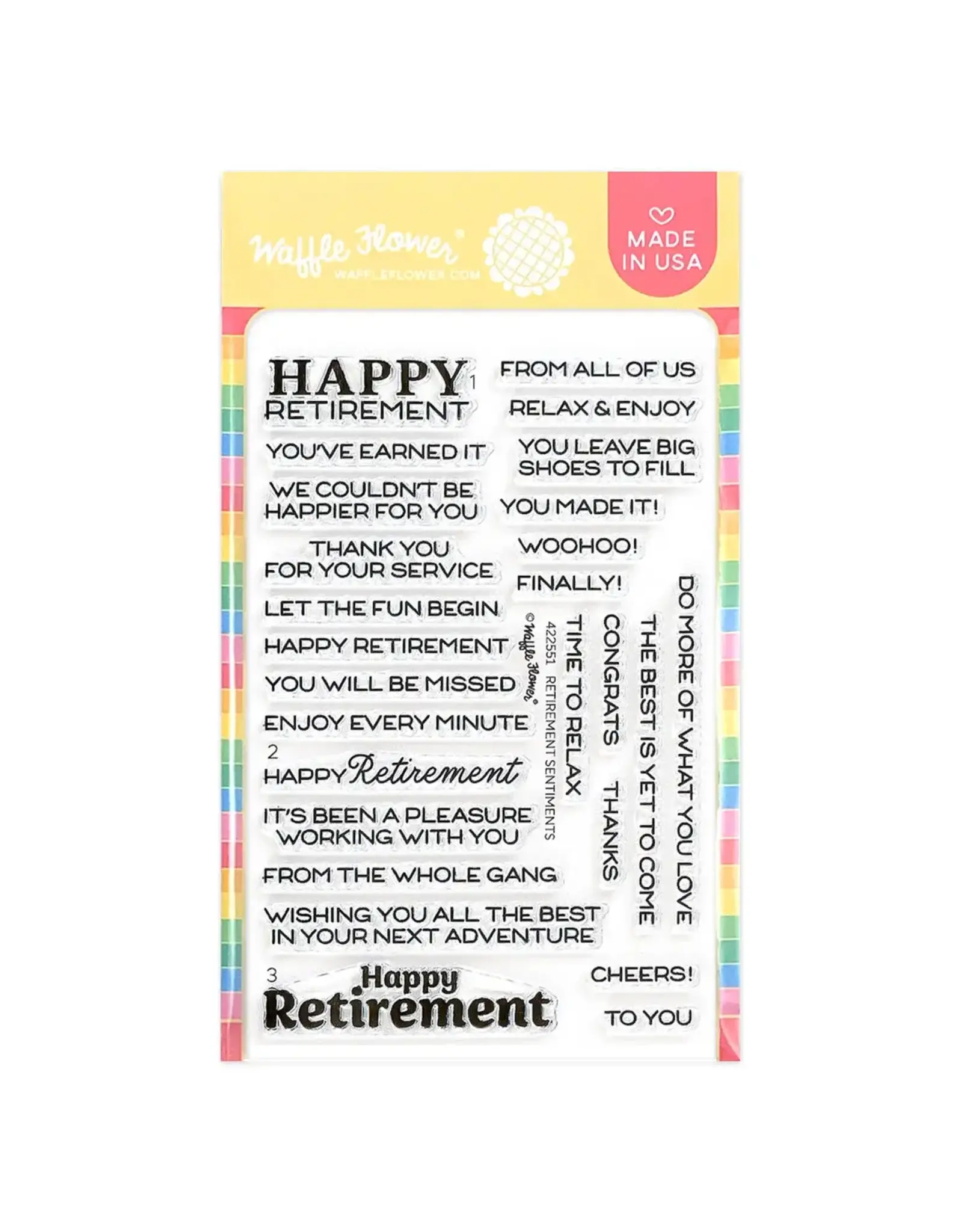WAFFLE FLOWER WAFFLE FLOWER RETIREMENT SENTIMENTS CLEAR STAMP SET