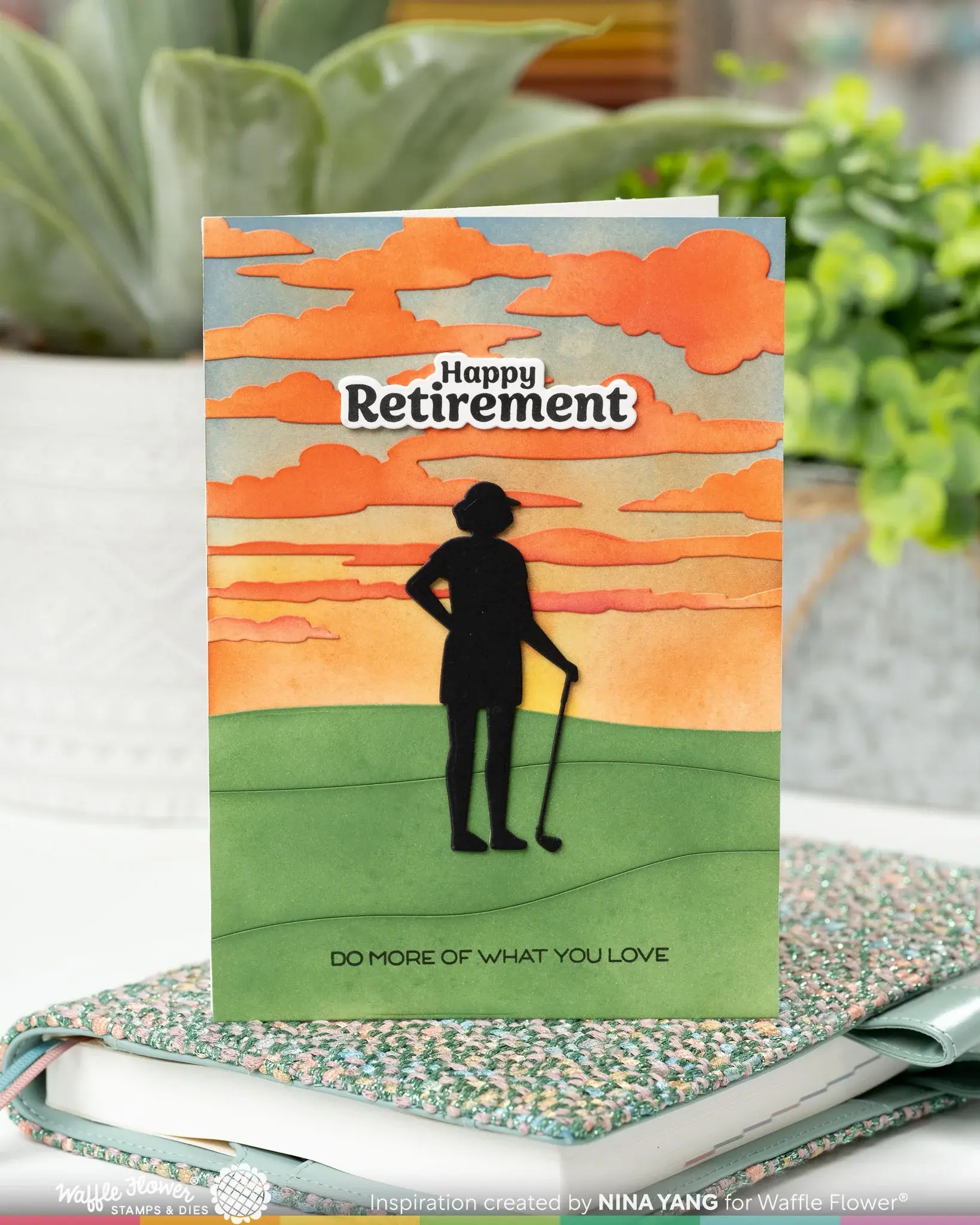 WAFFLE FLOWER WAFFLE FLOWER RETIREMENT SENTIMENTS CLEAR STAMP SET AND DIE COMBO