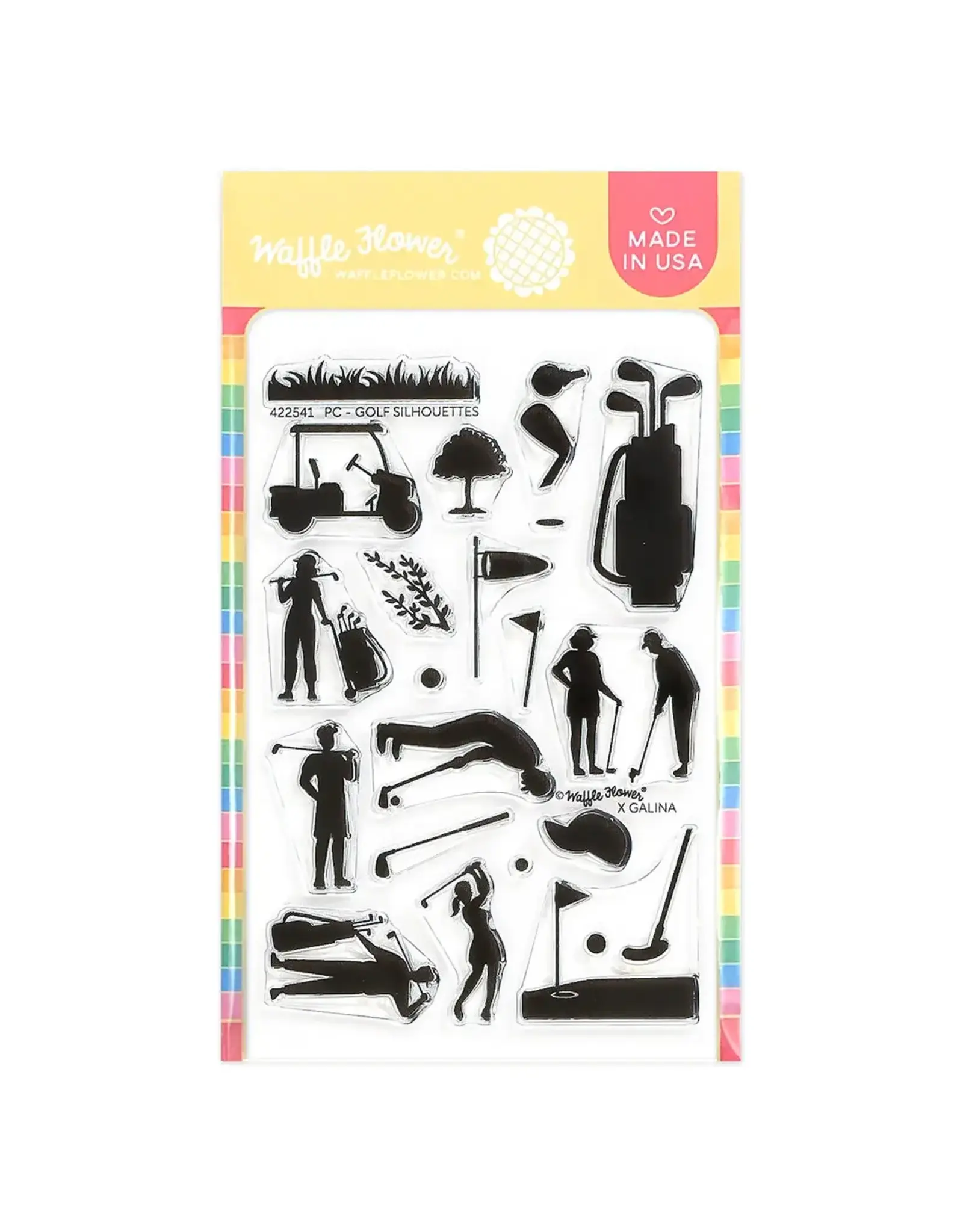 WAFFLE FLOWER WAFFLE FLOWER POSTAGE COLLAGE GOLF SILHOUETTES CLEAR STAMP SET
