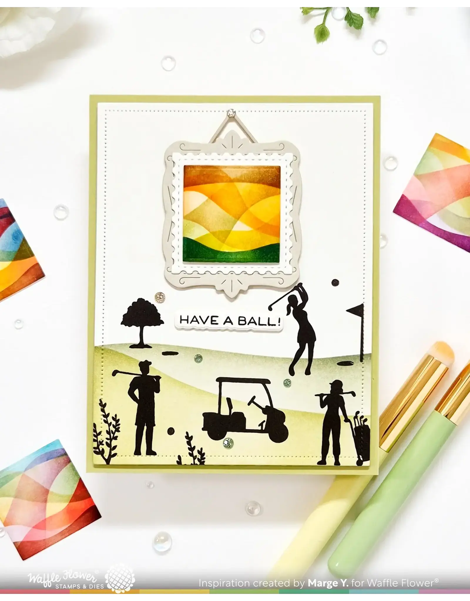WAFFLE FLOWER WAFFLE FLOWER POSTAGE COLLAGE GOLF SILHOUETTES CLEAR STAMP SET