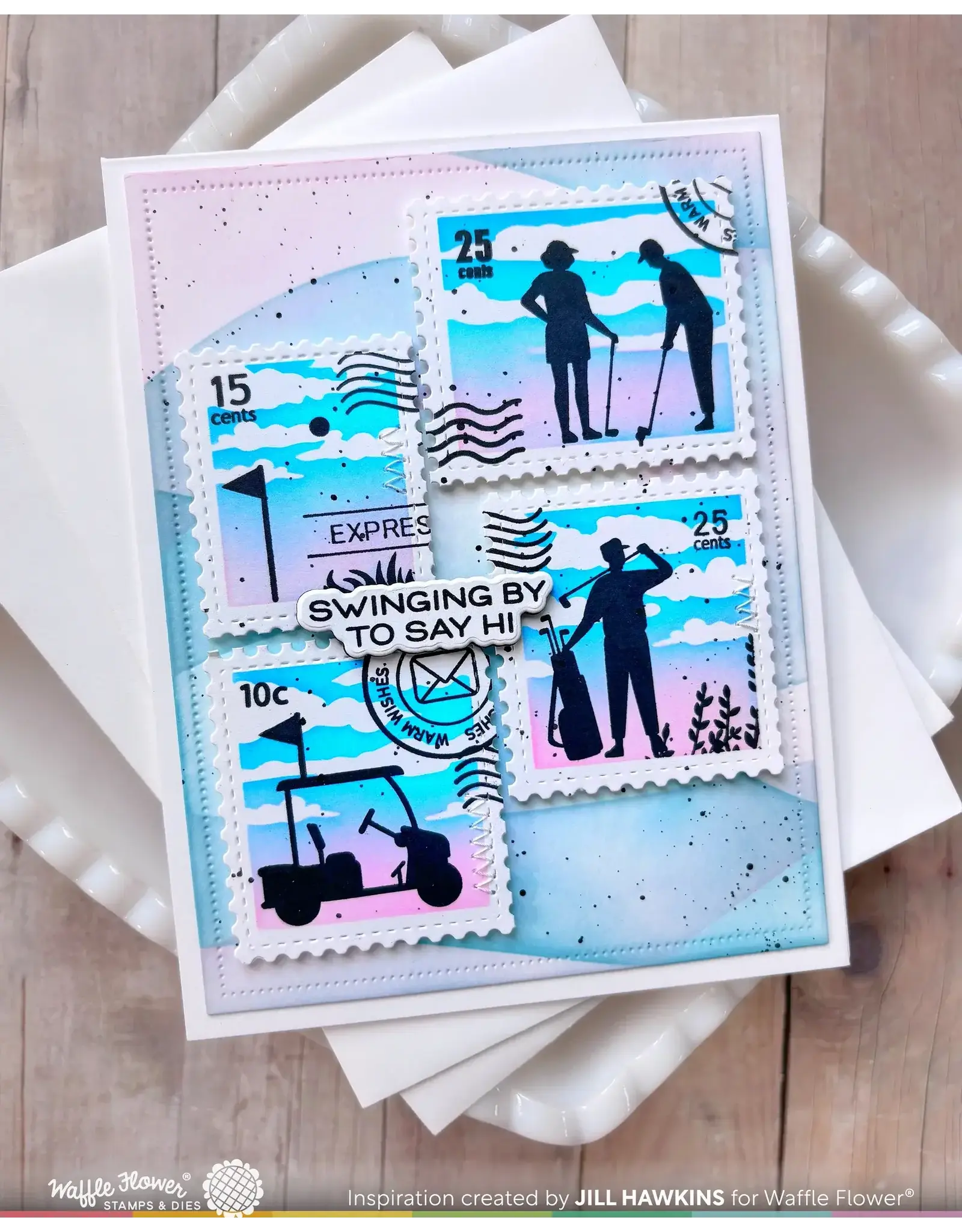 WAFFLE FLOWER WAFFLE FLOWER POSTAGE COLLAGE GOLF SILHOUETTES CLEAR STAMP SET