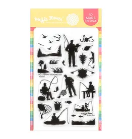 WAFFLE FLOWER WAFFLE FLOWER POSTAGE COLLAGE FISHING SILHOUETTES CLEAR STAMP SET