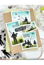 WAFFLE FLOWER WAFFLE FLOWER POSTAGE COLLAGE FISHING SILHOUETTES CLEAR STAMP SET