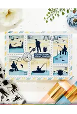 WAFFLE FLOWER WAFFLE FLOWER POSTAGE COLLAGE A7 AIRMAIL STENCIL SET
