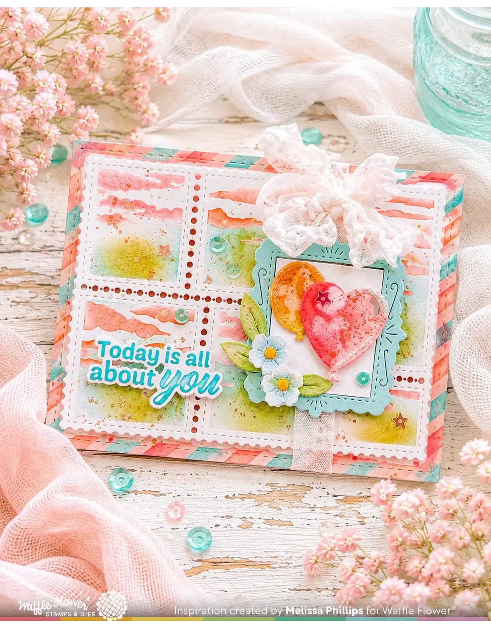 WAFFLE FLOWER WAFFLE FLOWER POSTAGE COLLAGE AIRMAIL STENCIL SET