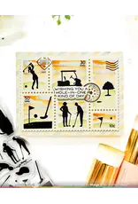 WAFFLE FLOWER WAFFLE FLOWER POSTAGE COLLAGE AIRMAIL STENCIL SET