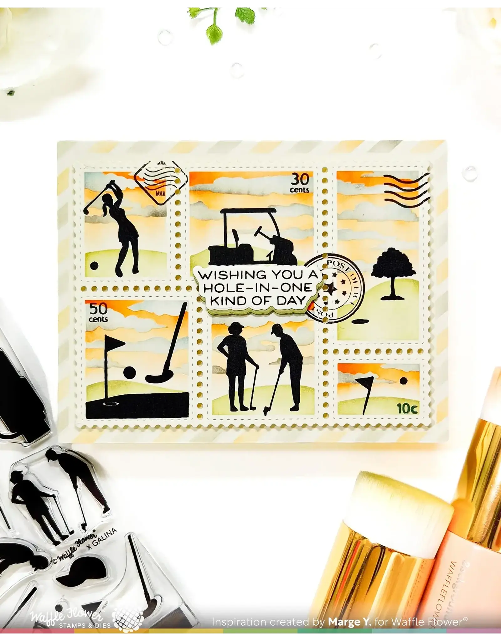 WAFFLE FLOWER WAFFLE FLOWER POSTAGE COLLAGE AIRMAIL STENCIL SET