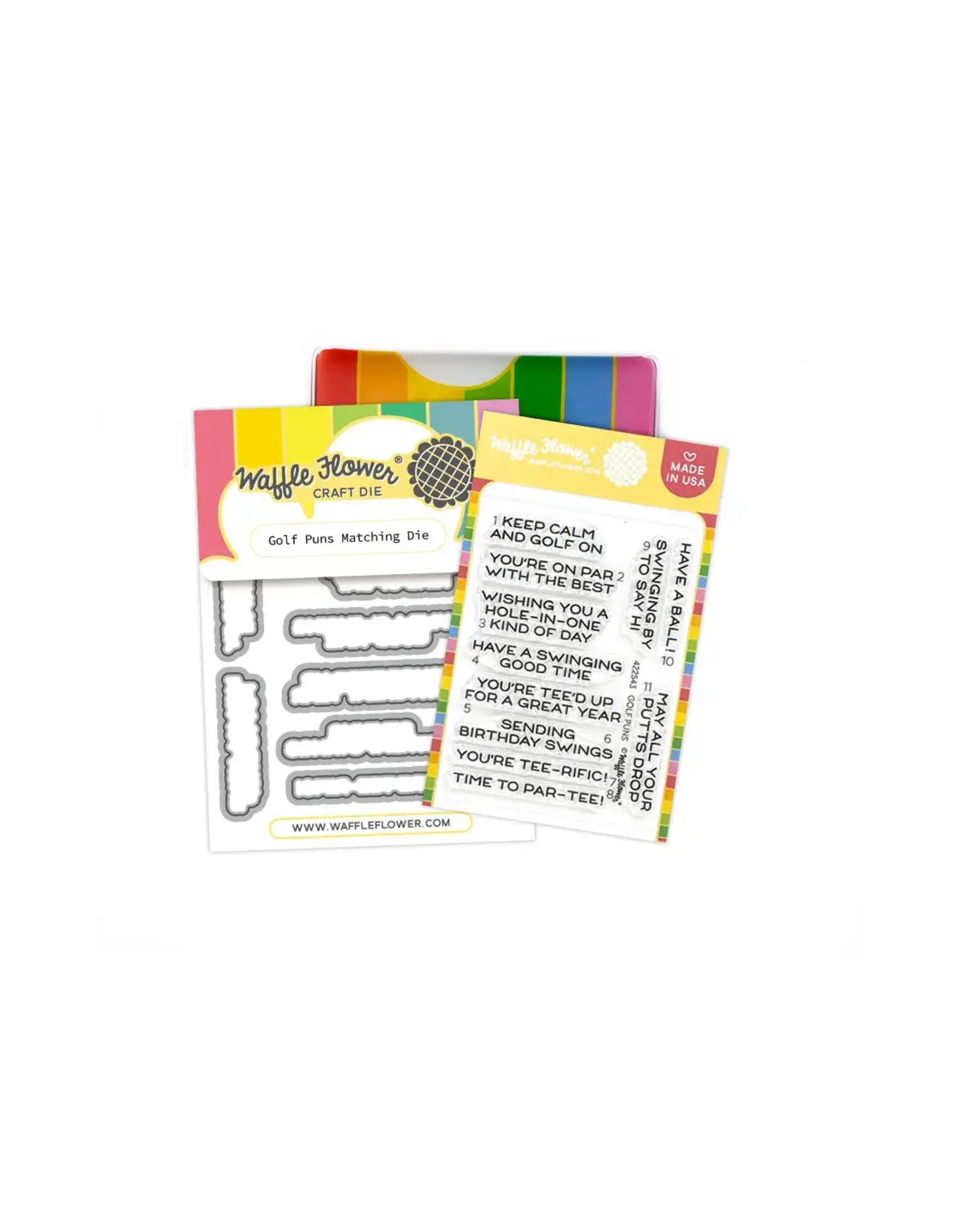 WAFFLE FLOWER WAFFLE FLOWER GOLF PUNS CLEAR STAMP SET AND DIE COMBO