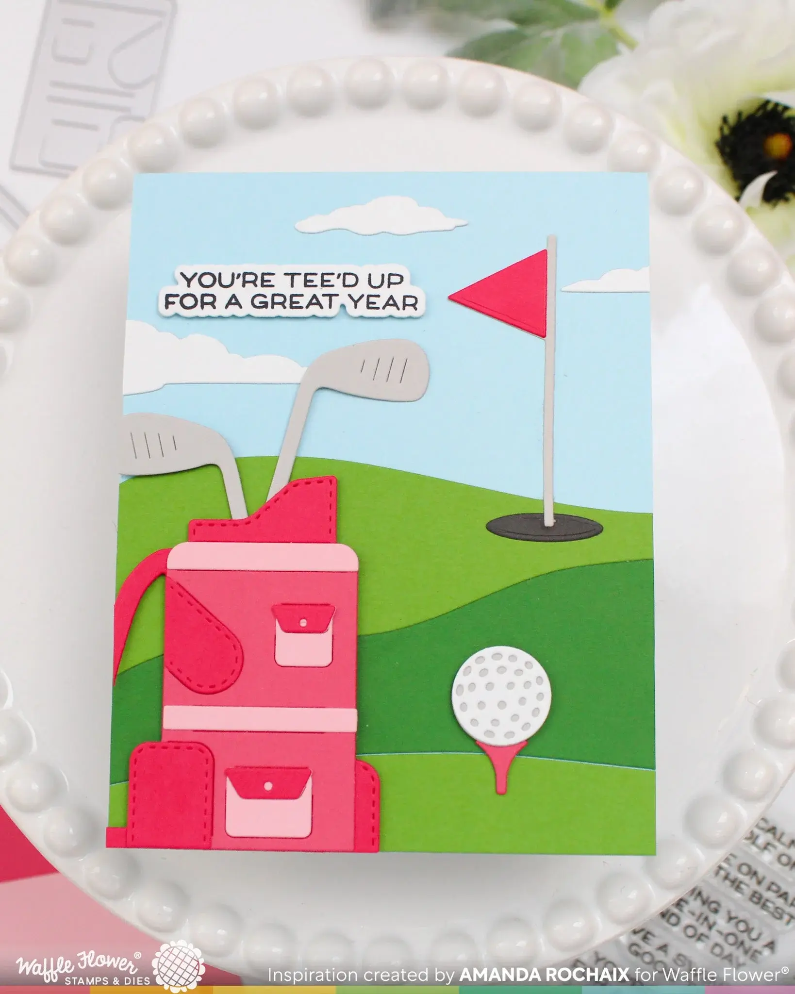 WAFFLE FLOWER WAFFLE FLOWER GOLF PUNS CLEAR STAMP SET AND DIE COMBO