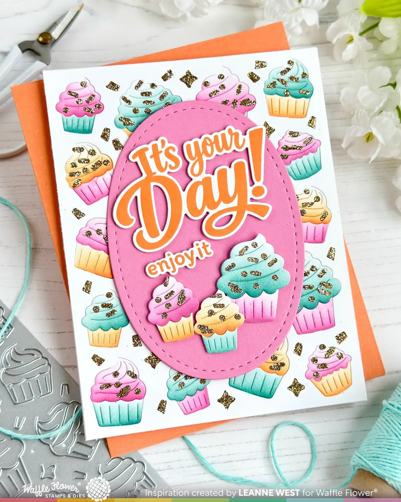 WAFFLE FLOWER WAFFLE FLOWER CUPCAKE BACKGROUND COLORING STENCIL SET