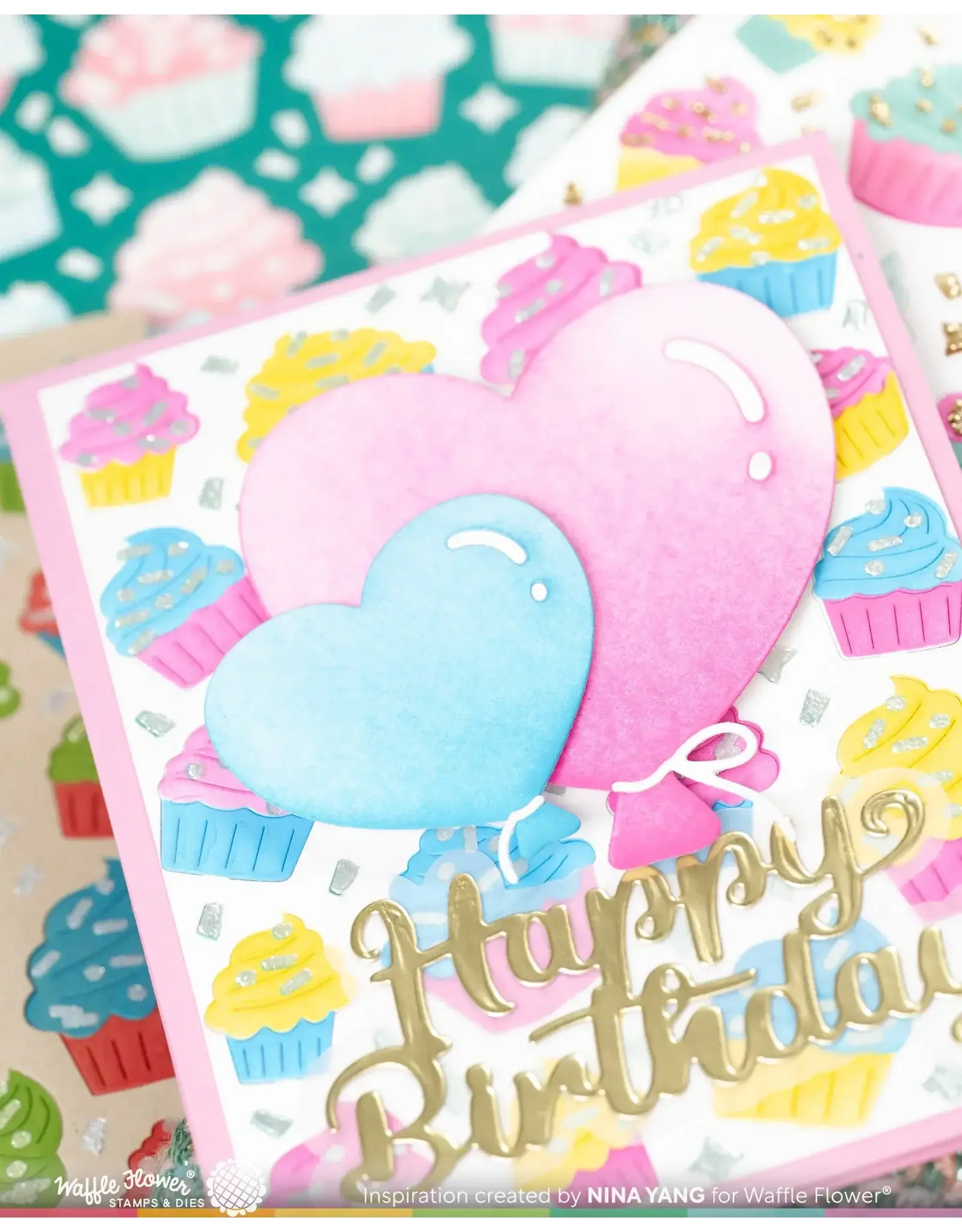 WAFFLE FLOWER WAFFLE FLOWER CUPCAKE BACKGROUND COLORING STENCIL SET