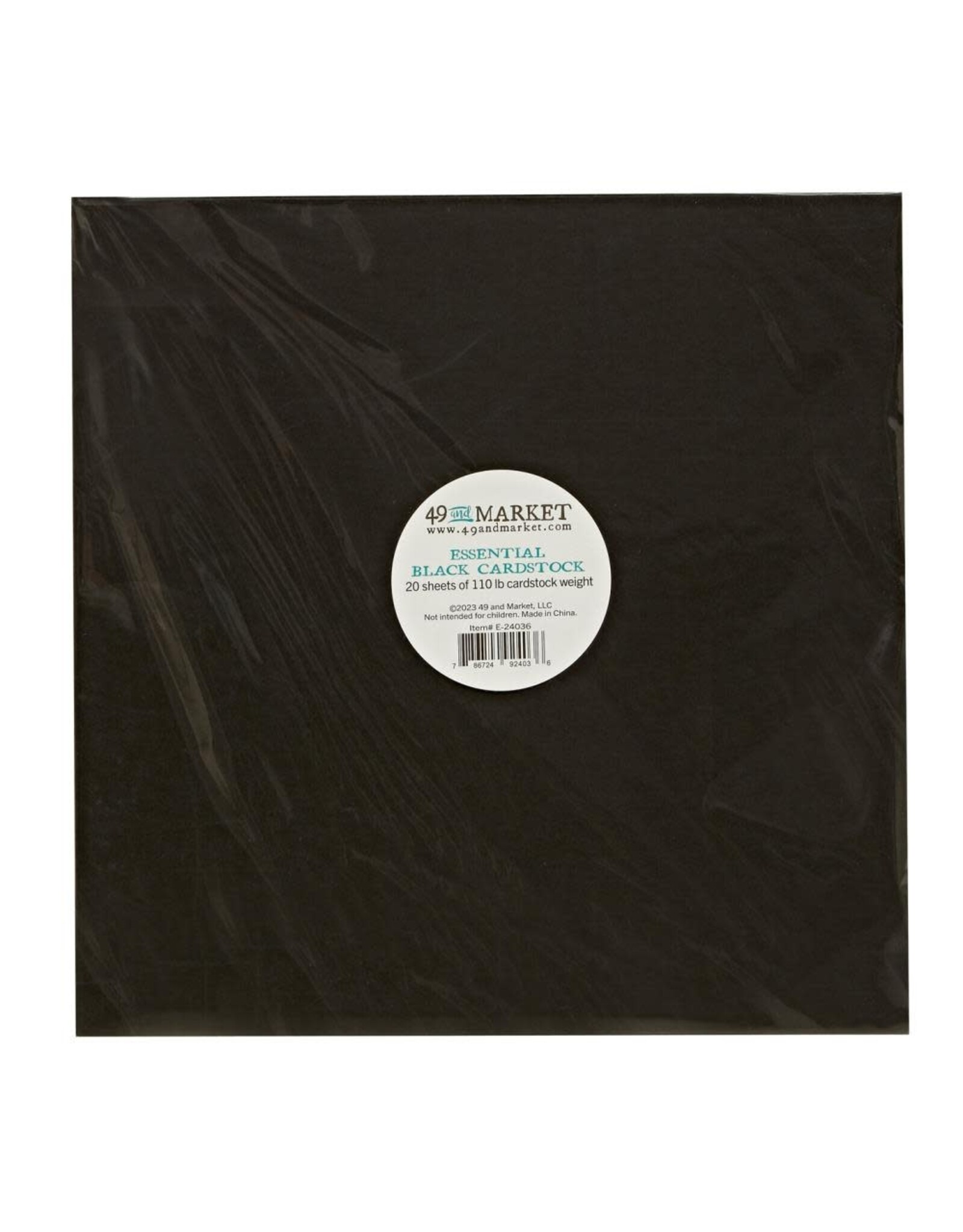 49 AND MARKET 49 AND MARKET ESSENTIAL BLACK 12x12 CARDSTOCK 20/PK