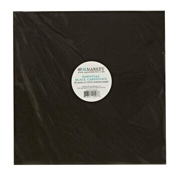 49 AND MARKET 49 AND MARKET ESSENTIAL BLACK 12x12 CARDSTOCK 20/PK