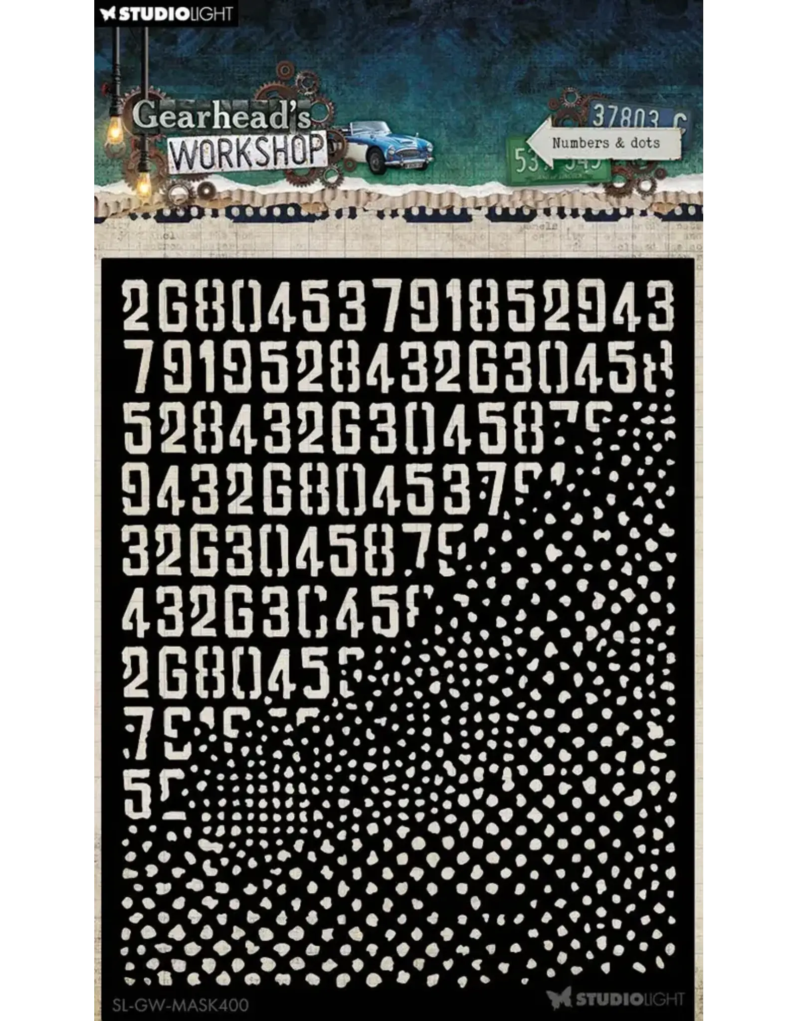 STUDIOLIGHT STUDIOLIGHT GEARHEAD'S WORKSHOP NUMBER & DOTS MASK STENCIL