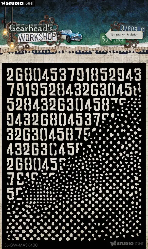 STUDIOLIGHT STUDIOLIGHT GEARHEAD'S WORKSHOP NUMBER & DOTS MASK STENCIL