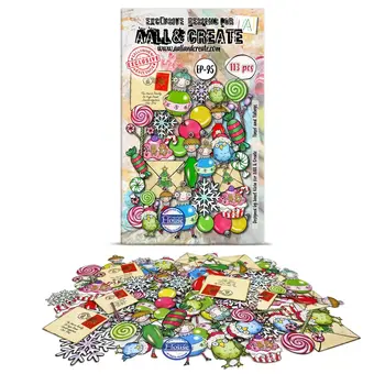 AALL & CREATE AALL & CREATE JANET KLEIN #EP-95 TINSEL AND TIDINGS EPHEMERA DIE CUTS 113/PK