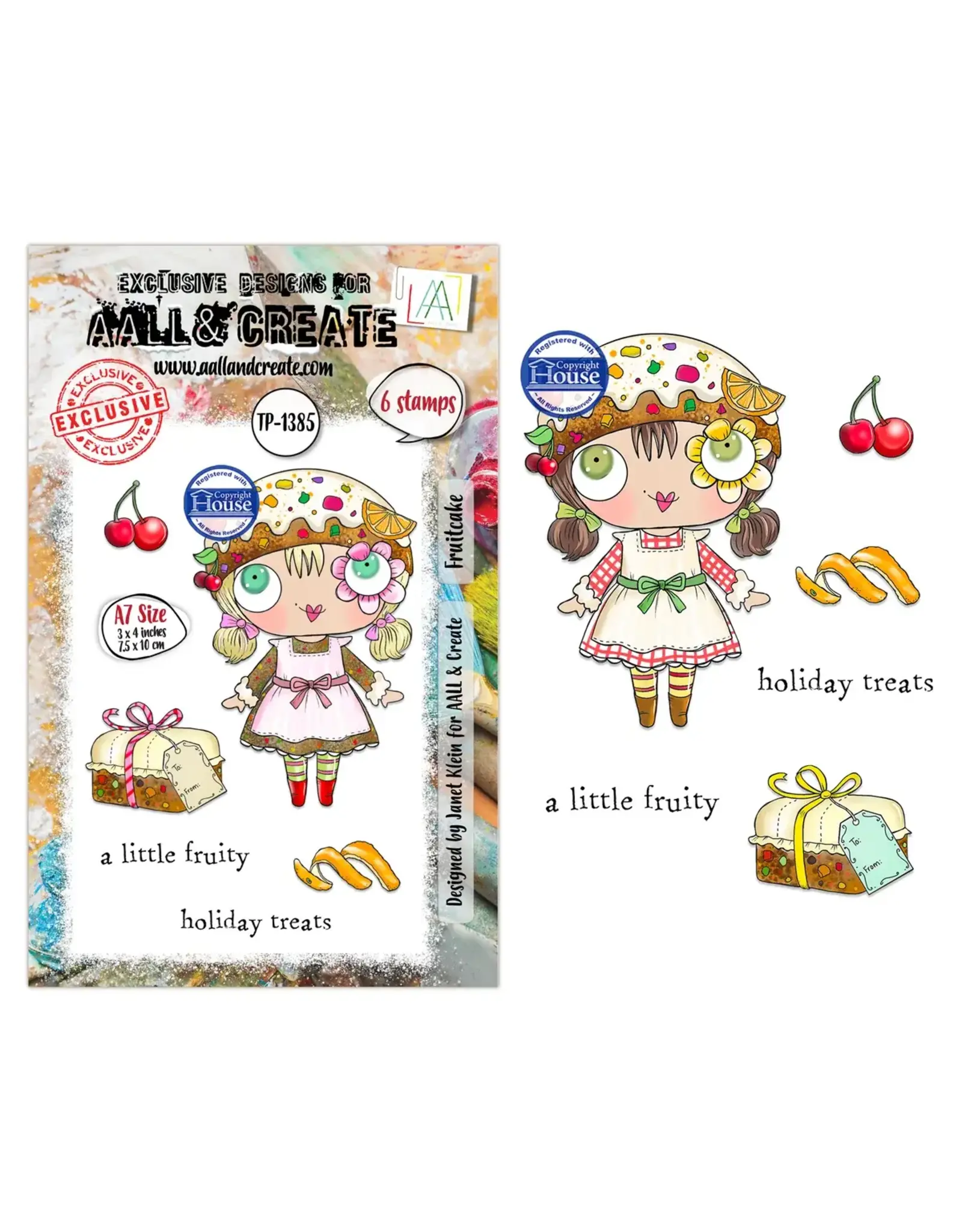 AALL & CREATE AALL & CREATE JANET KLEIN #1385 FRUITCAKE A7 CLEAR STAMP SET