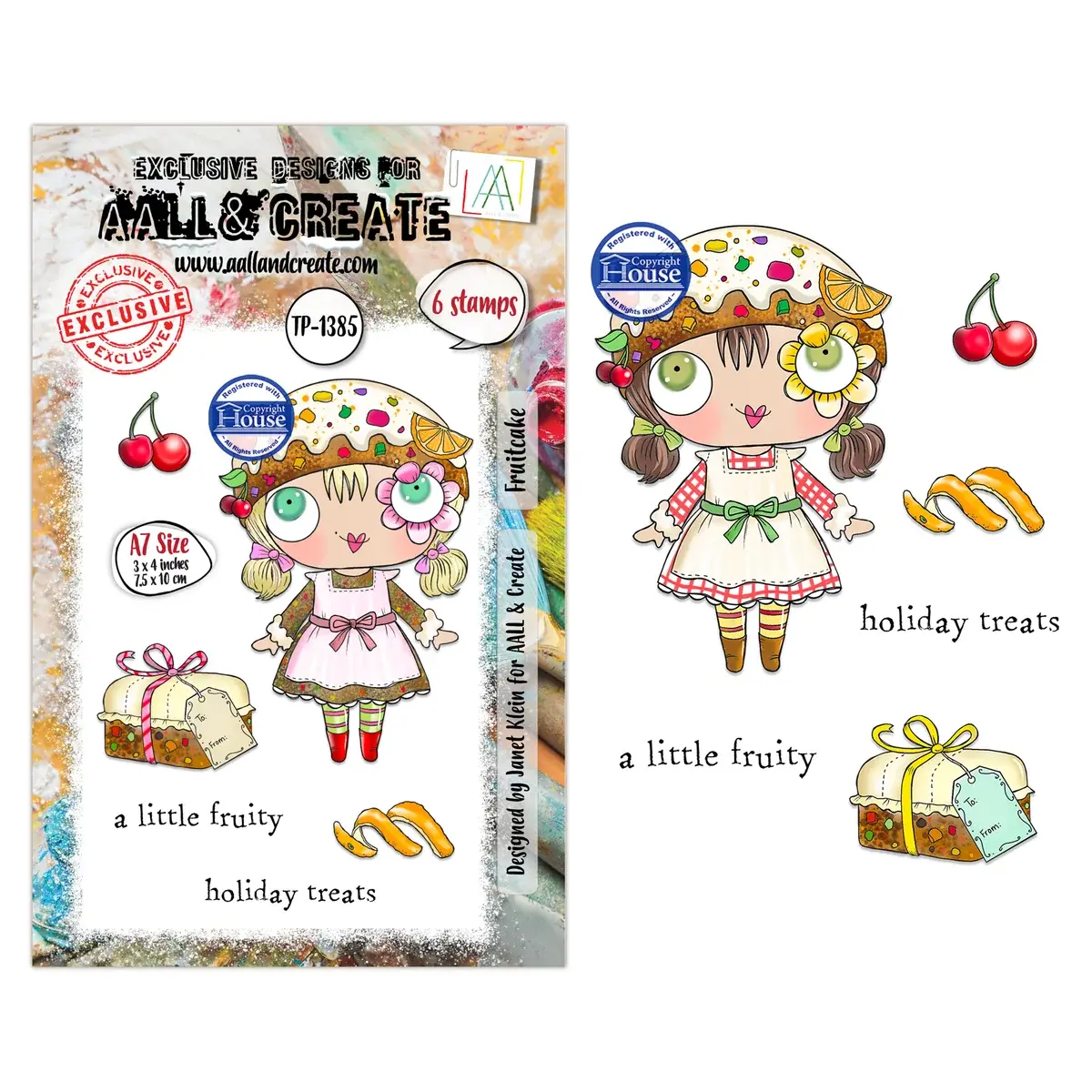 AALL & CREATE AALL & CREATE JANET KLEIN #1385 FRUITCAKE A7 CLEAR STAMP SET