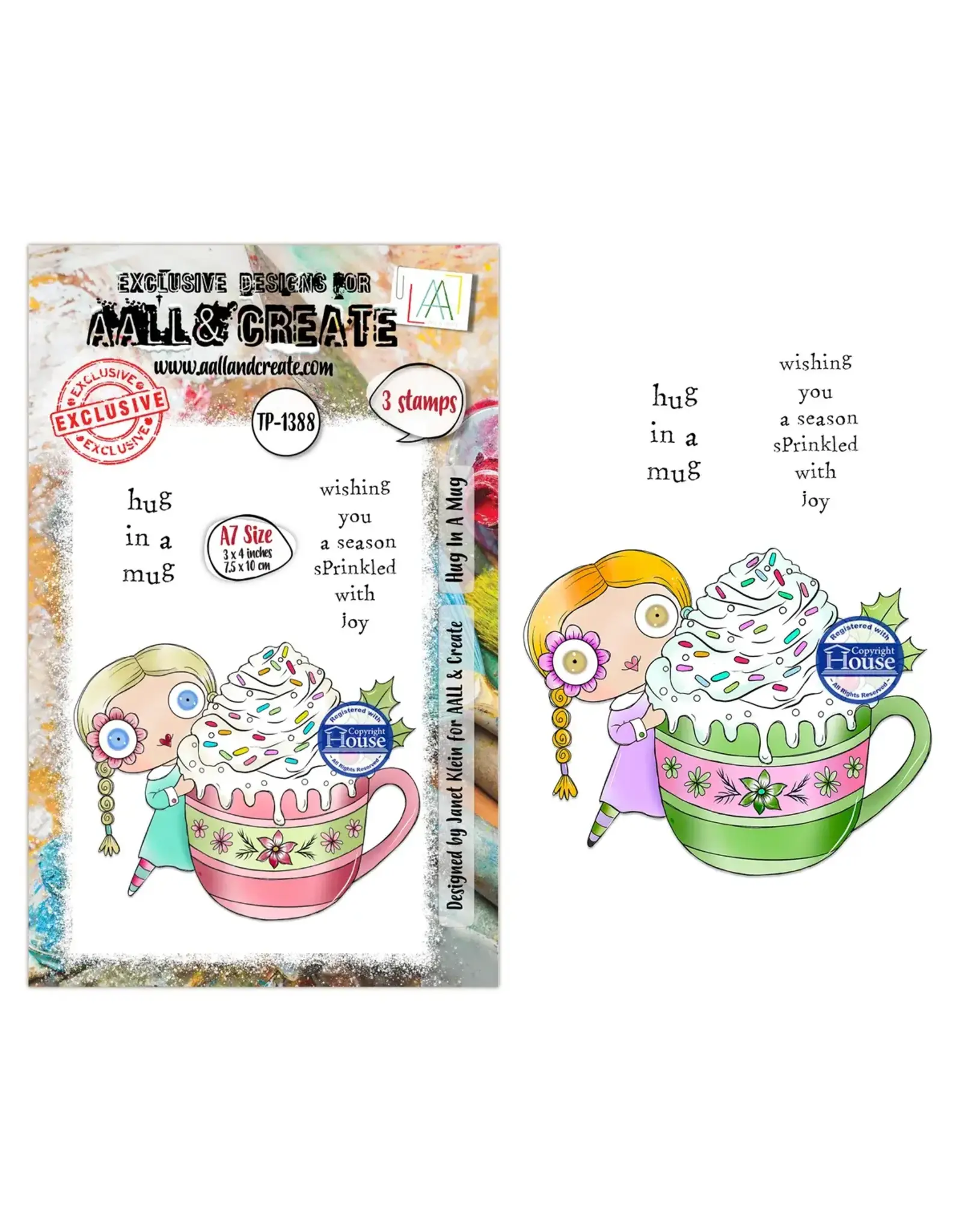 AALL & CREATE AALL & CREATE JANET KLEIN #1388 HUG IN A MUG A7 CLEAR STAMP SET