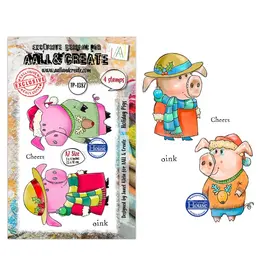 AALL & CREATE AALL & CREATE JANET KLEIN #1387 HOLIDAY PIGS A7 CLEAR STAMP SET