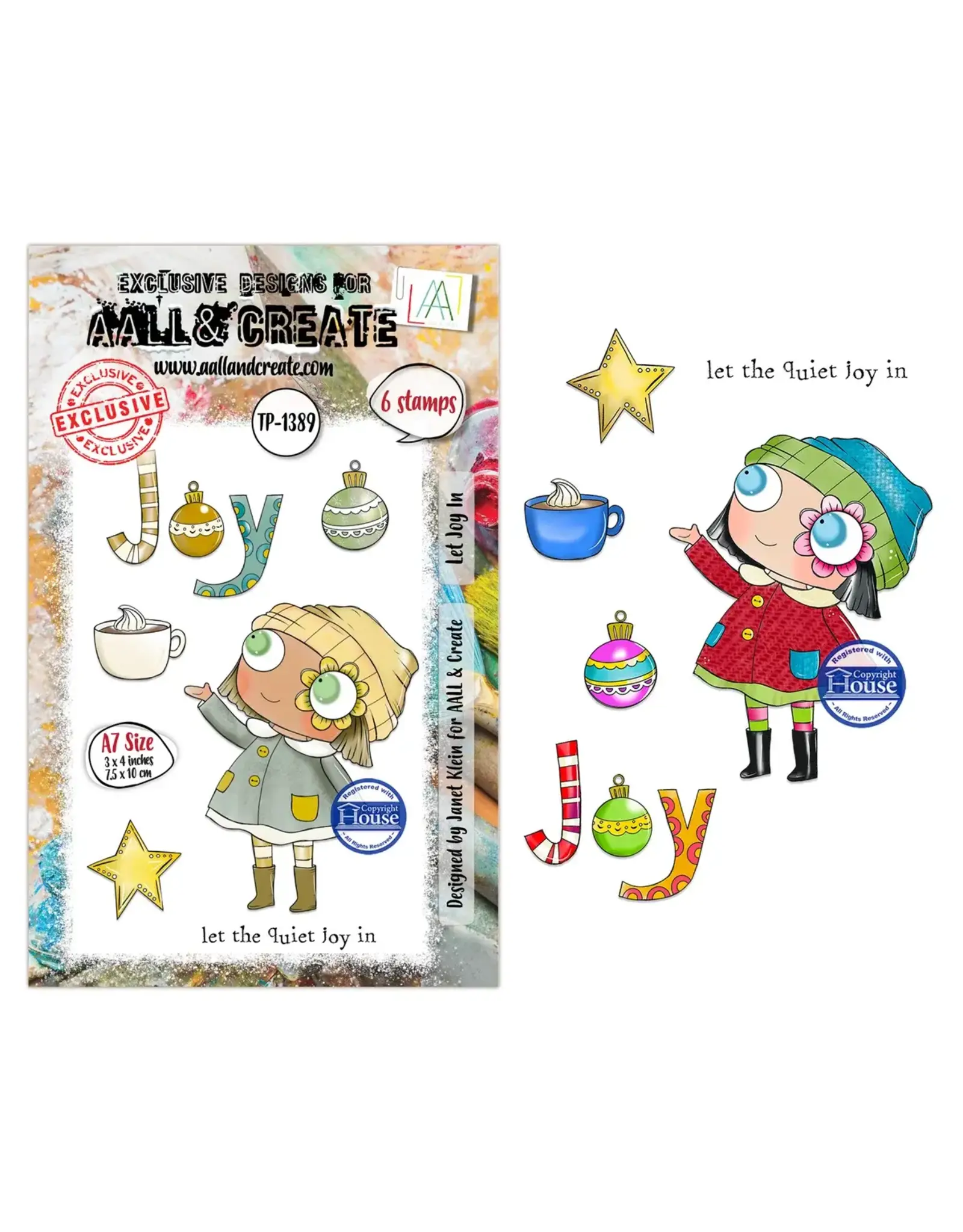 AALL & CREATE AALL & CREATE JANET KLEIN #1389 LET JOY IN A7 CLEAR STAMP SET