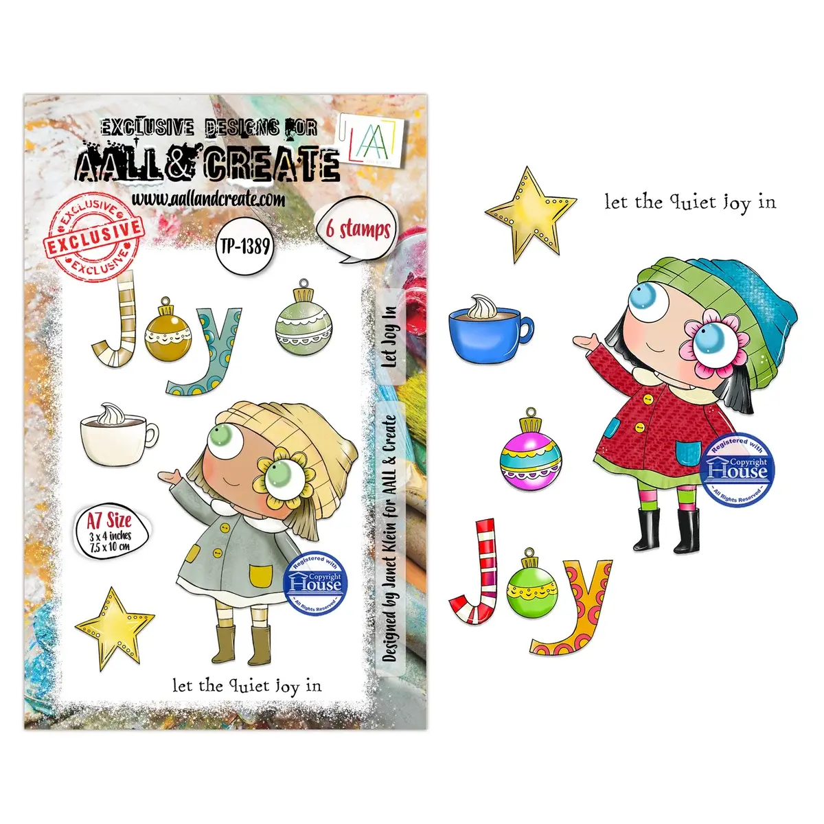 AALL & CREATE AALL & CREATE JANET KLEIN #1389 LET JOY IN A7 CLEAR STAMP SET