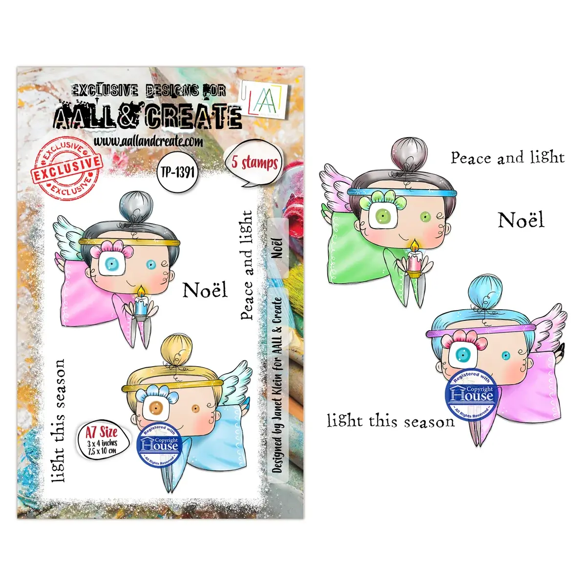 AALL & CREATE AALL & CREATE JANET KLEIN #1391 NOËL A7 CLEAR STAMP SET