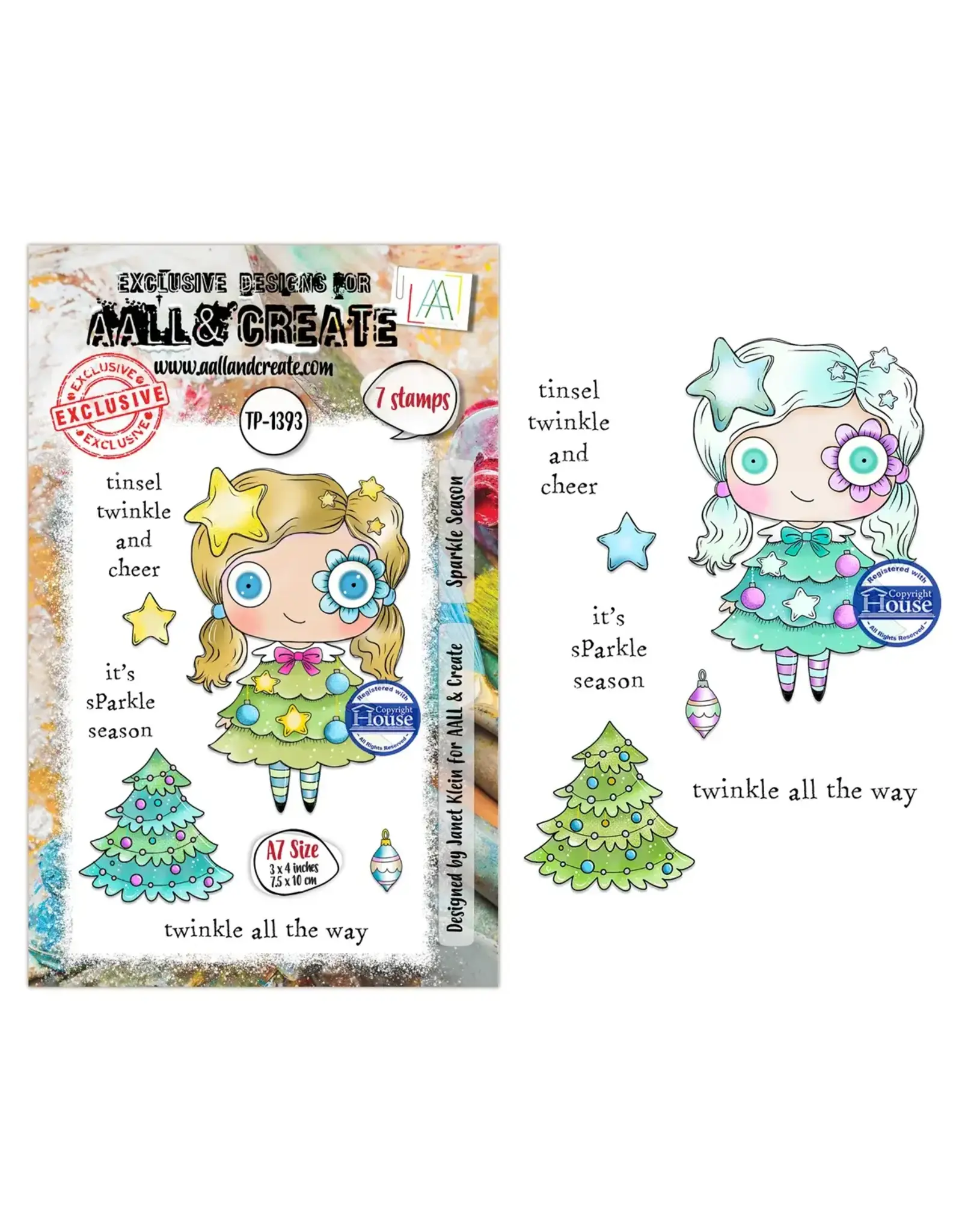AALL & CREATE AALL & CREATE JANET KLEIN #1393 SPARKLE SEASON A7 CLEAR STAMP SET