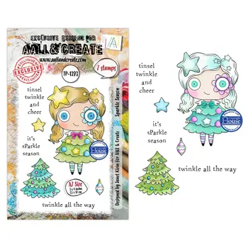 AALL & CREATE AALL & CREATE JANET KLEIN #1393 SPARKLE SEASON A7 CLEAR STAMP SET