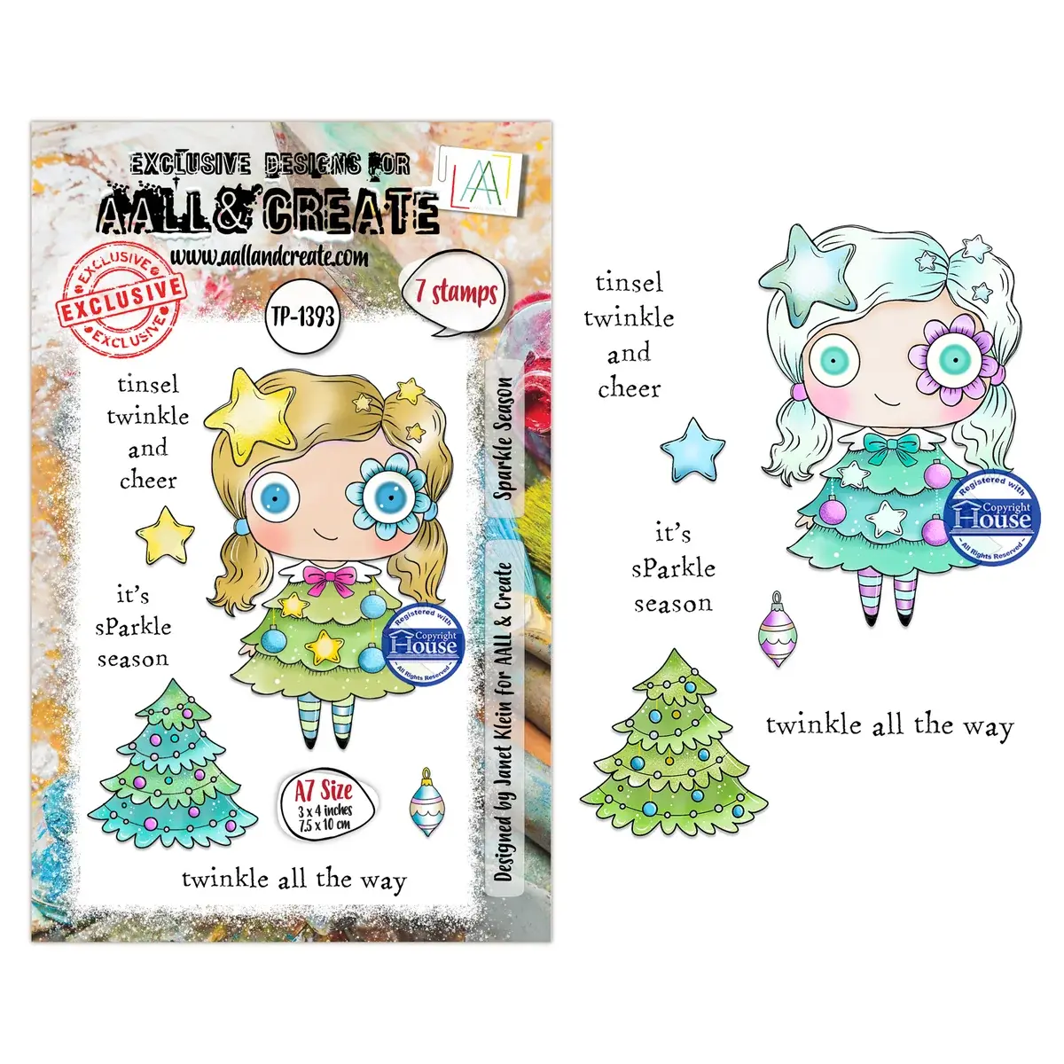 AALL & CREATE AALL & CREATE JANET KLEIN #1393 SPARKLE SEASON A7 CLEAR STAMP SET