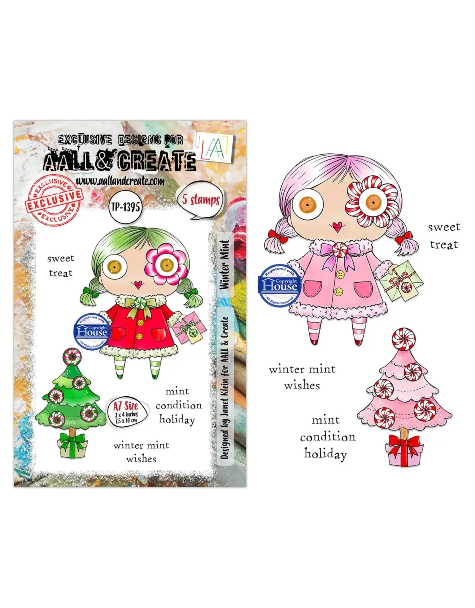 AALL & CREATE AALL & CREATE JANET KLEIN #1395 WINTER MINT A7 CLEAR STAMP SET