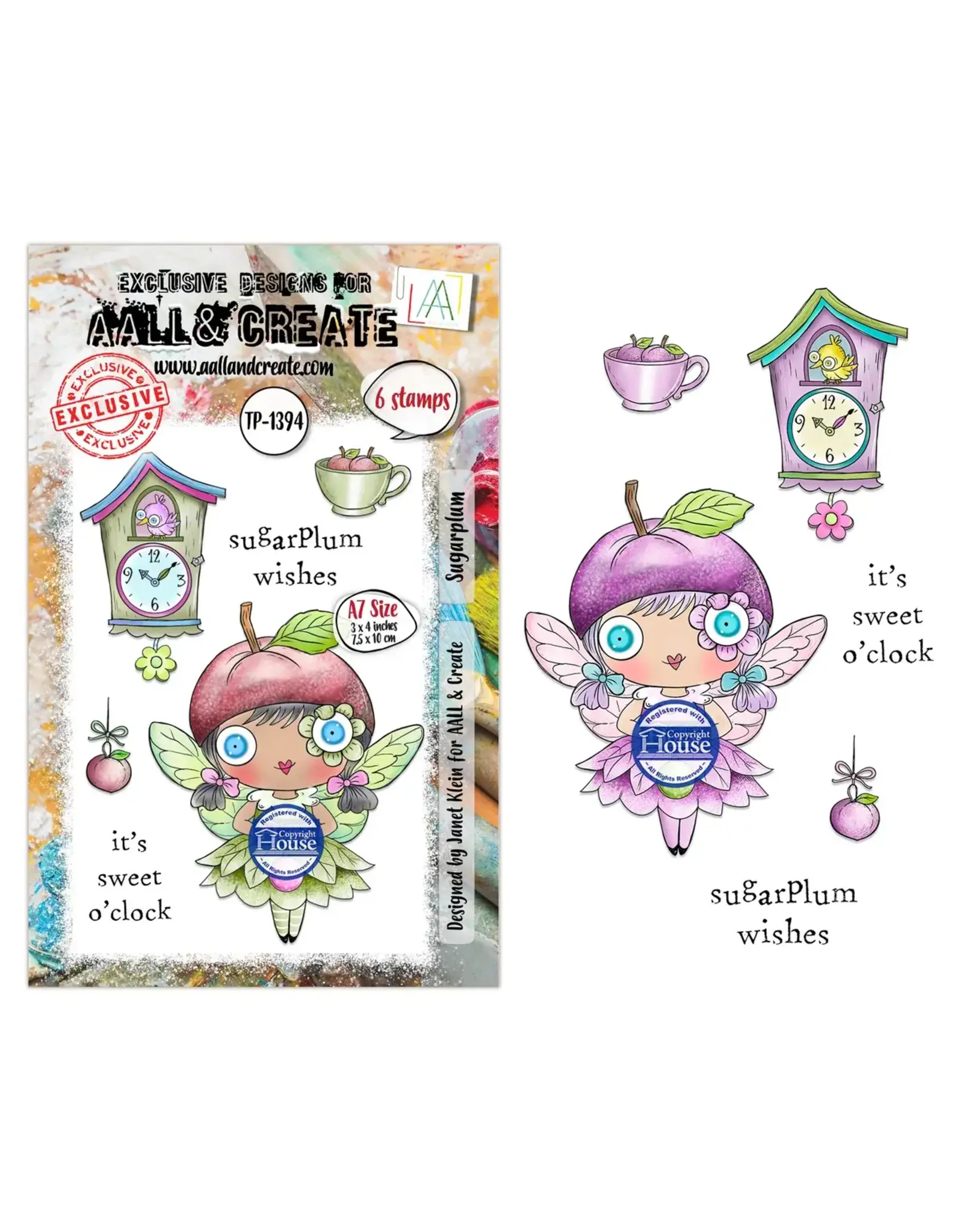 AALL & CREATE AALL & CREATE JANET KLEIN #1394 SUGARPLUM A7 CLEAR STAMP SET