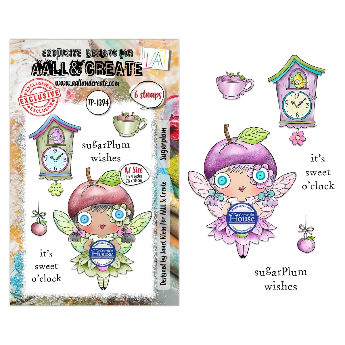 AALL & CREATE AALL & CREATE JANET KLEIN #1394 SUGARPLUM A7 CLEAR STAMP SET