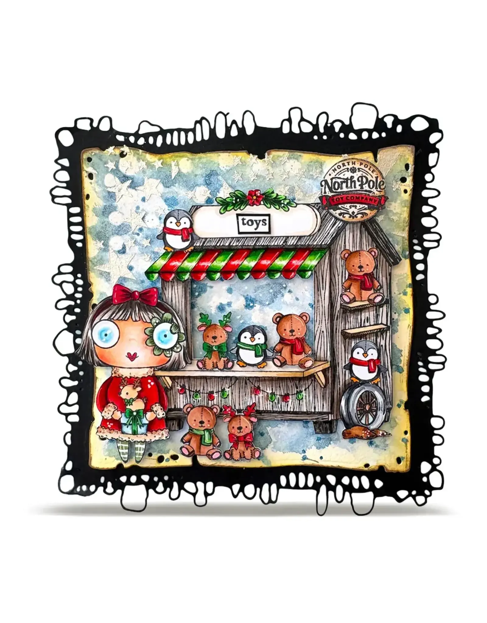 AALL & CREATE AALL & CREATE JANET KLEIN #1392 NORTH POLE TOY COMPANY A7 CLEAR STAMP SET