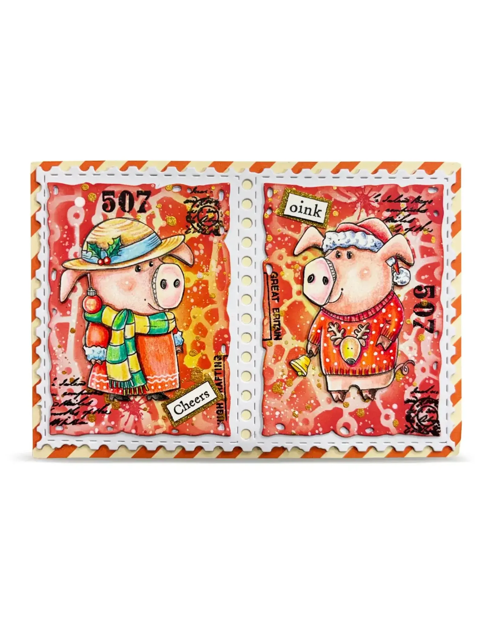 AALL & CREATE AALL & CREATE JANET KLEIN #1387 HOLIDAY PIGS A7 CLEAR STAMP SET