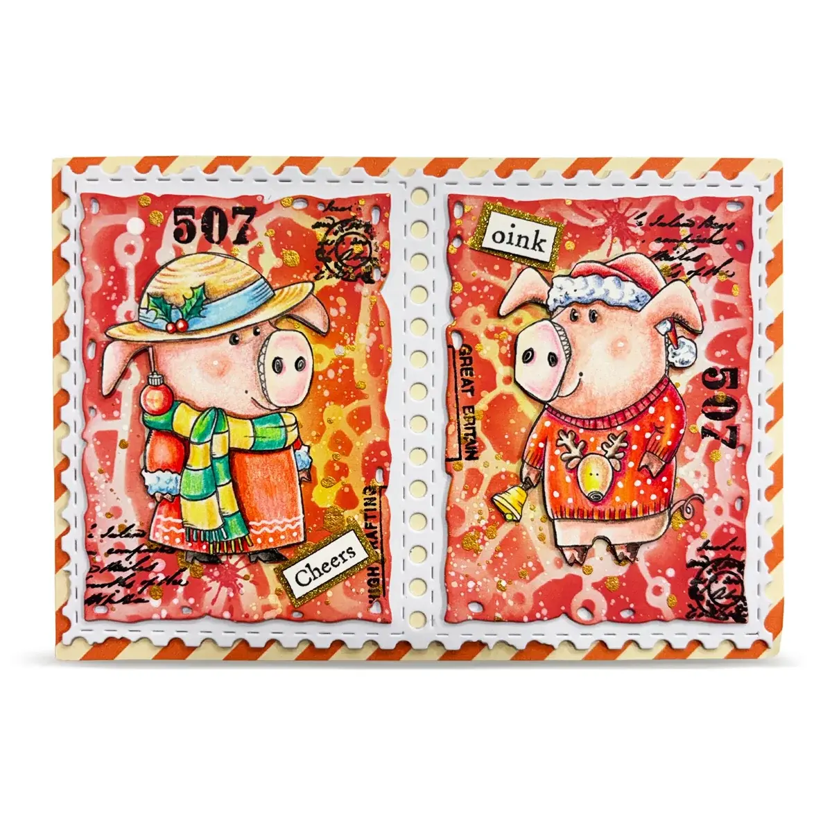 AALL & CREATE AALL & CREATE JANET KLEIN #1387 HOLIDAY PIGS A7 CLEAR STAMP SET