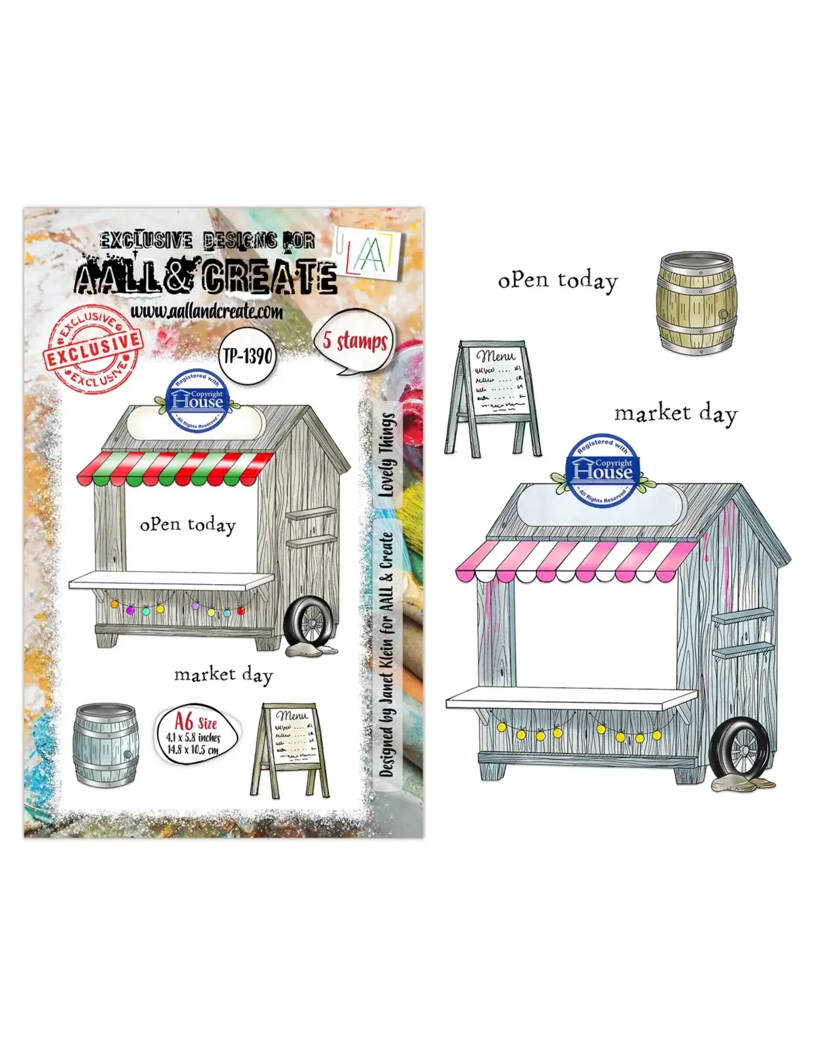 AALL & CREATE AALL & CREATE JANET KLEIN #1390 LOVELY THINGS A6 CLEAR STAMP SET