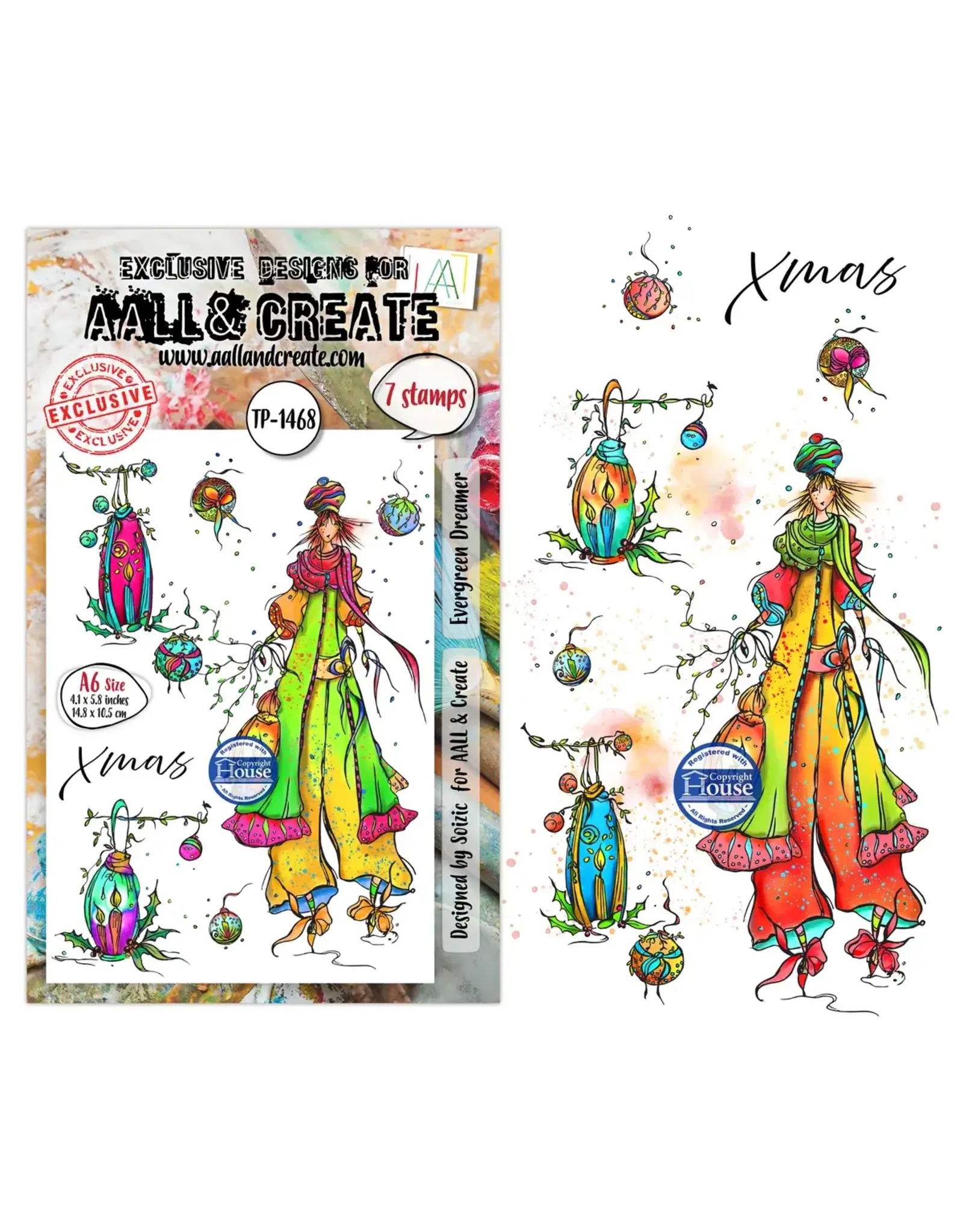 AALL & CREATE AALL & CREATE SOIZIC #1468 EVERGREEN DREAMER A6 CLEAR STAMP SET