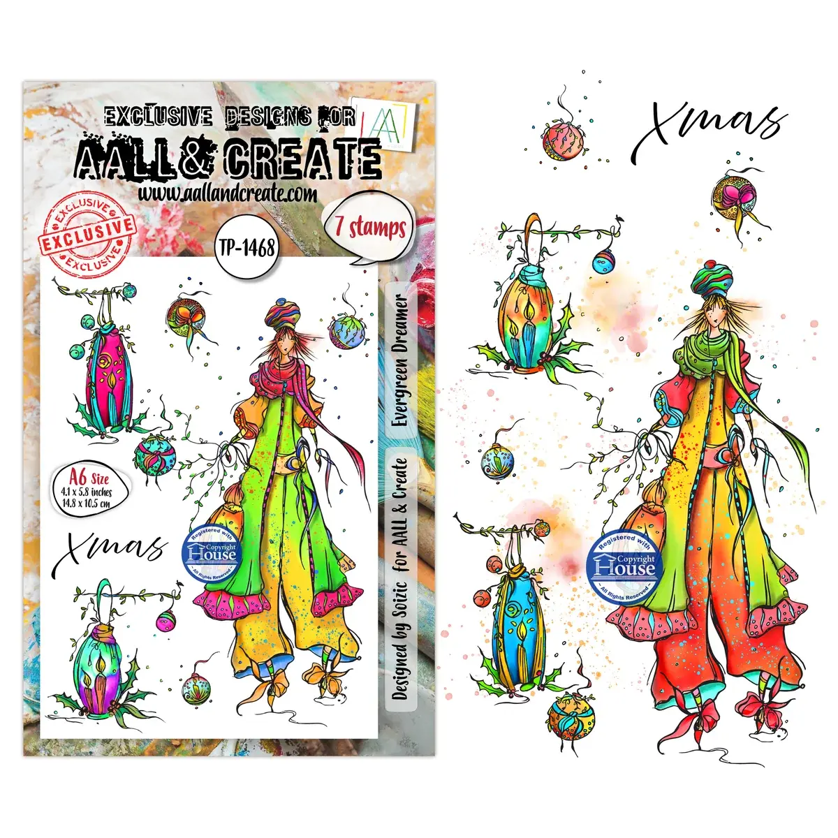 AALL & CREATE AALL & CREATE SOIZIC #1468 EVERGREEN DREAMER A6 CLEAR STAMP SET