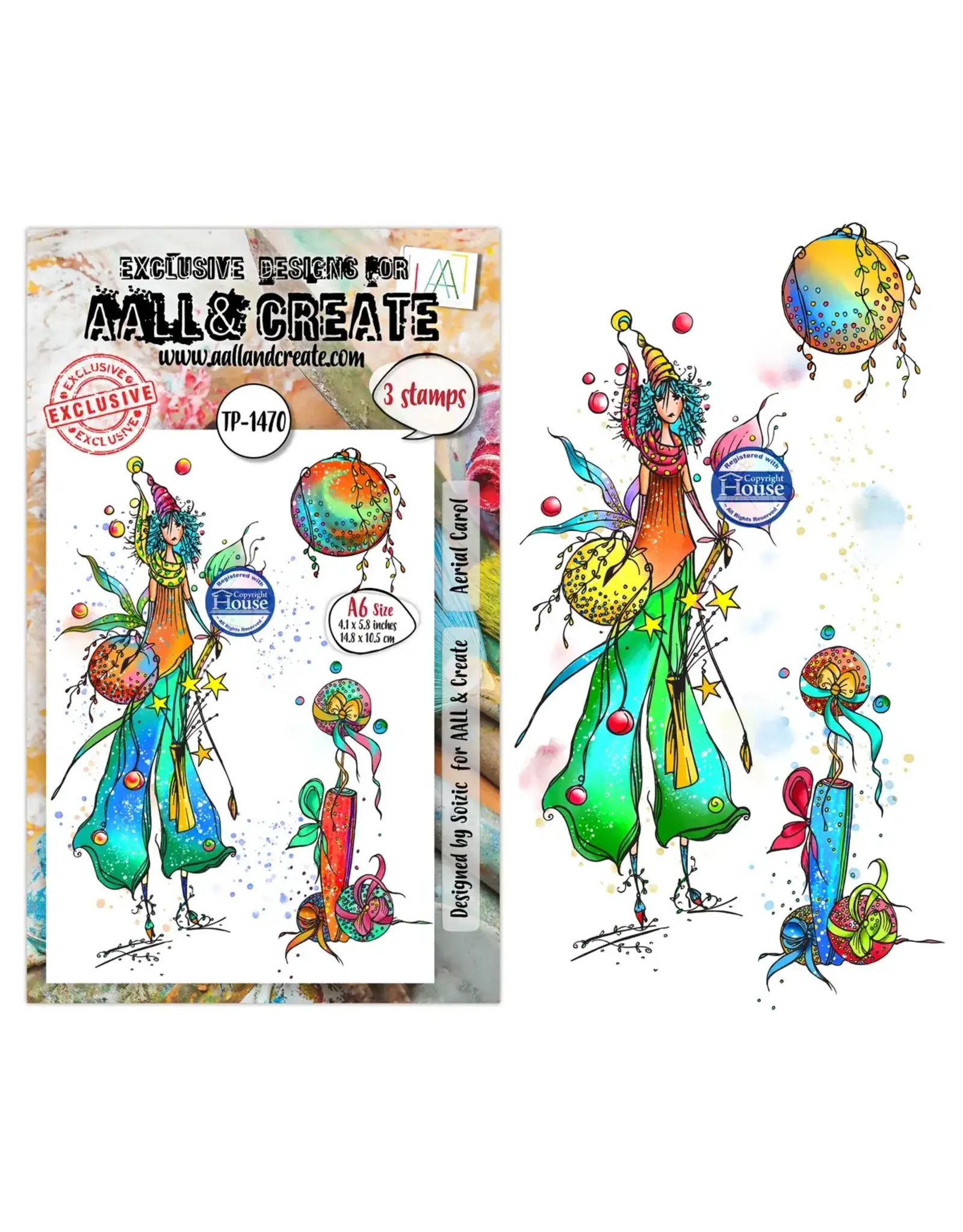 AALL & CREATE AALL & CREATE SOIZIC #1470 AERIAL CAROL A6 CLEAR STAMP SET