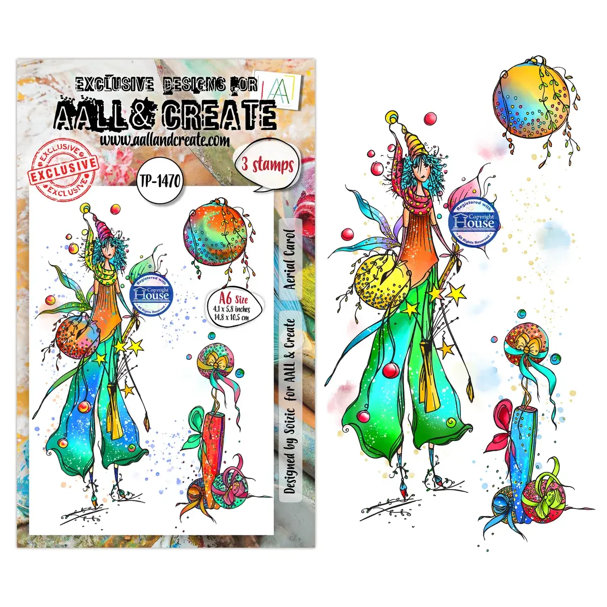 AALL & CREATE AALL & CREATE SOIZIC #1470 AERIAL CAROL A6 CLEAR STAMP SET