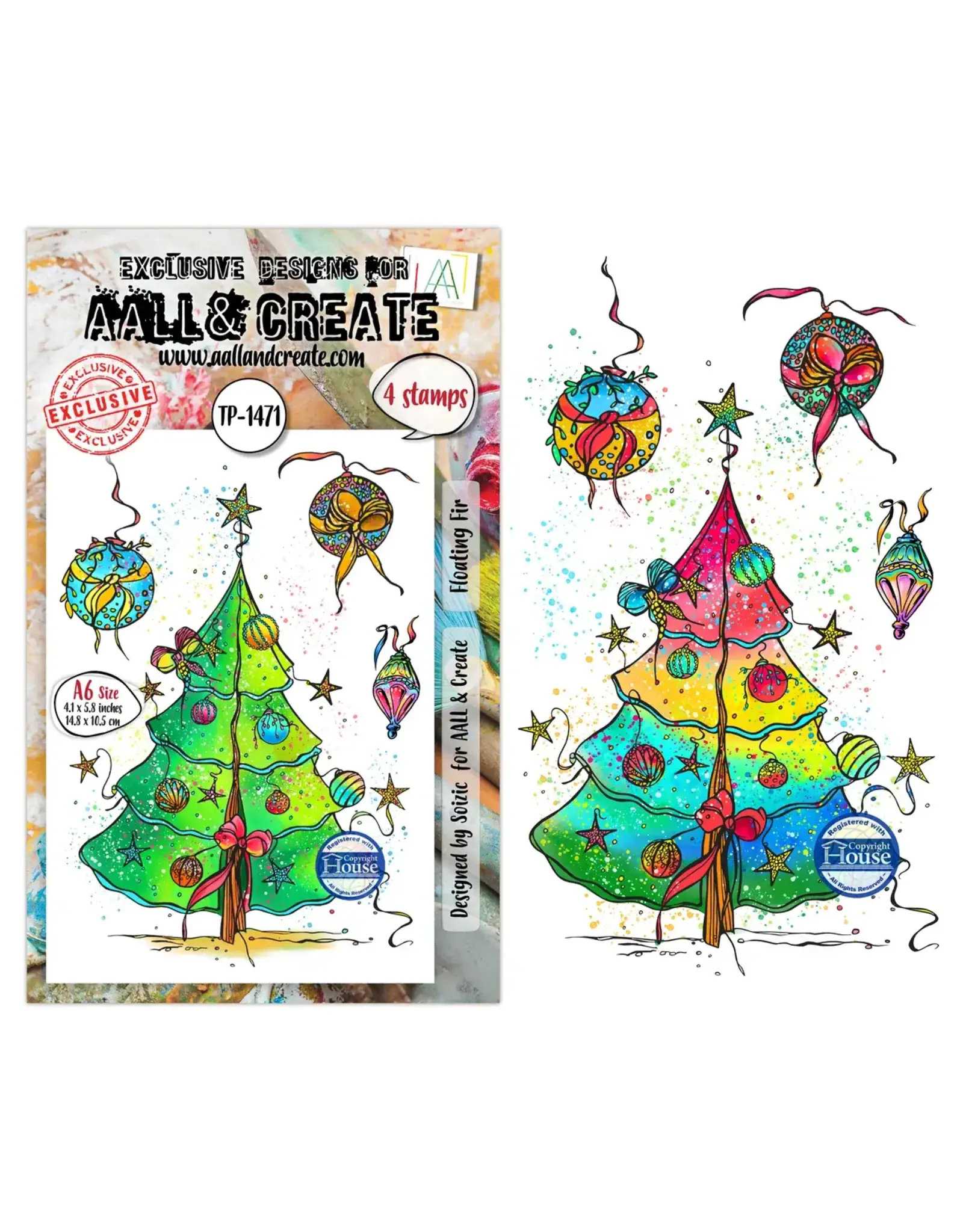 AALL & CREATE AALL & CREATE SOIZIC #1471 FLOATING FIR A6 CLEAR STAMP SET