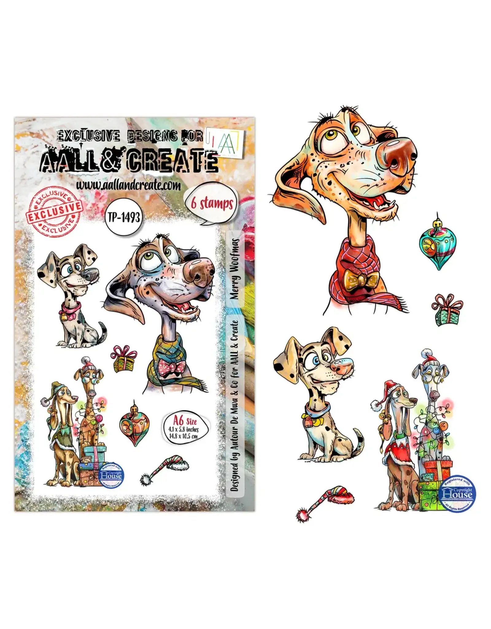 AALL & CREATE AALL & CREATE AUTOUR DE MWA #1493 MERRY WOOFMAS A6 CLEAR STAMP SET